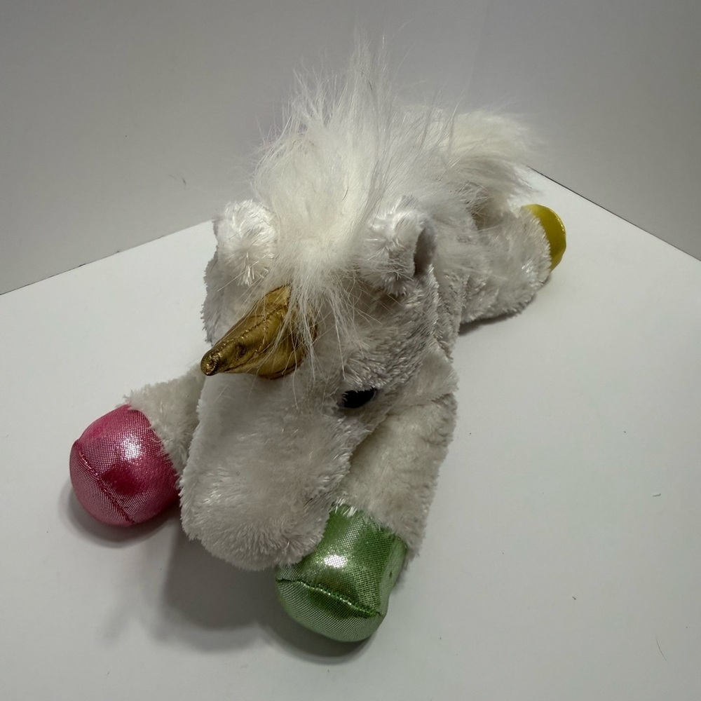 Aurora Plush Unicorn Stuffed Animal - White with Gold Horn and Colorful Hooves